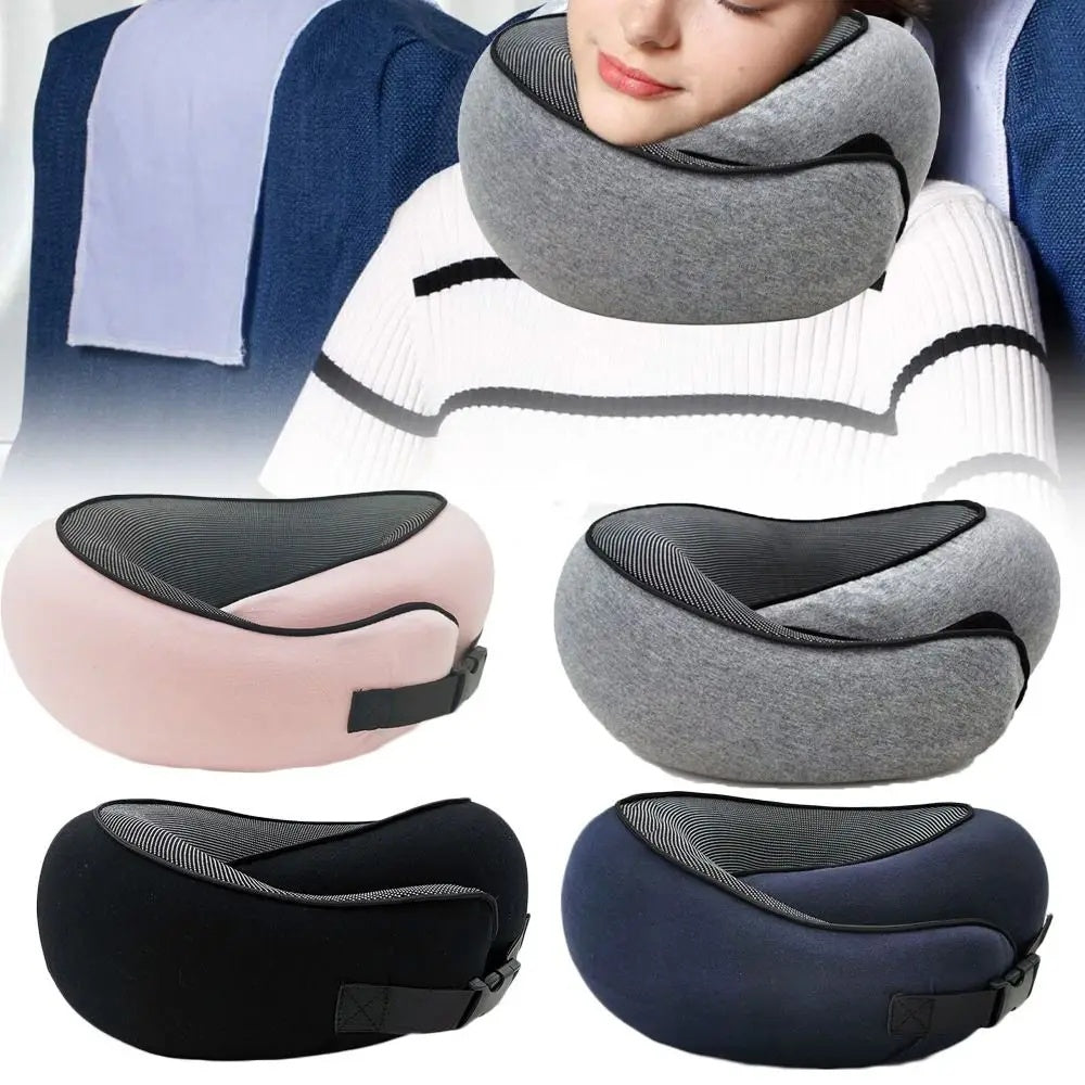 Soft Memory Foam Travel Neck Pillow – Adjustable U-Shape Support for Plane, Car & Office Naps
