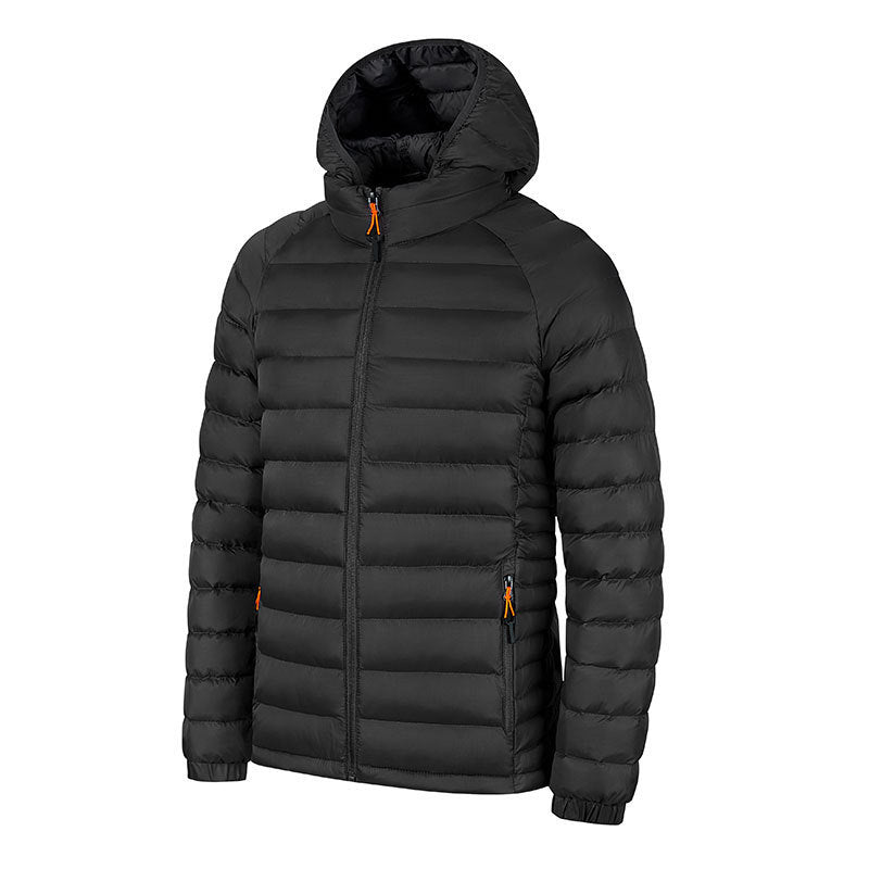 Men’s Lightweight Hooded Winter Jacket – Warm Zipper Coat with Pockets & Portable Design