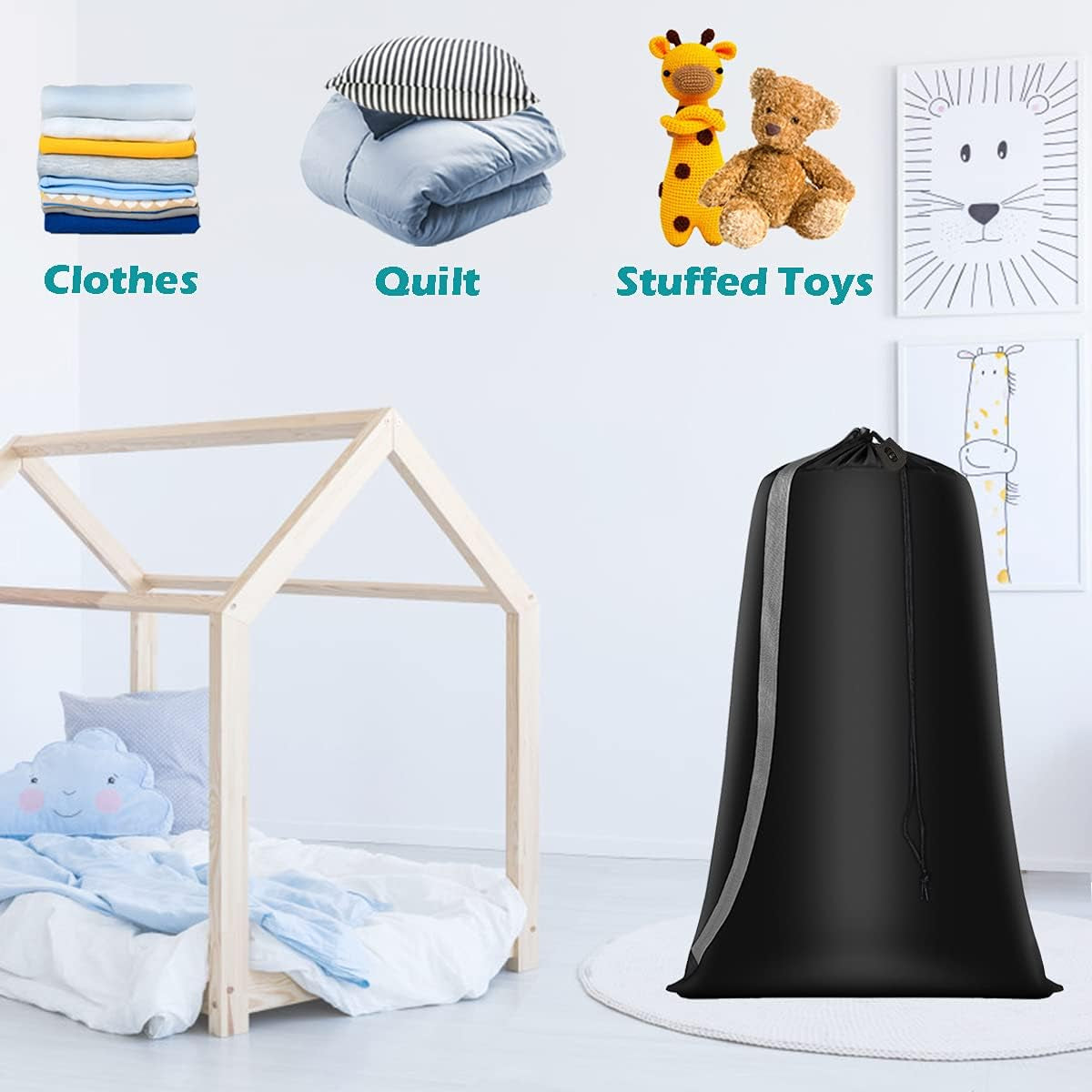 Heavy Duty Laundry Bag 2 Pack XL Nylon Laundry Bags with Straps, Washable Large Dirty Clothes Organizer with Drawstring Closure, Travel Washing Bag Fit a Laundry Hamper or Basket, Gray