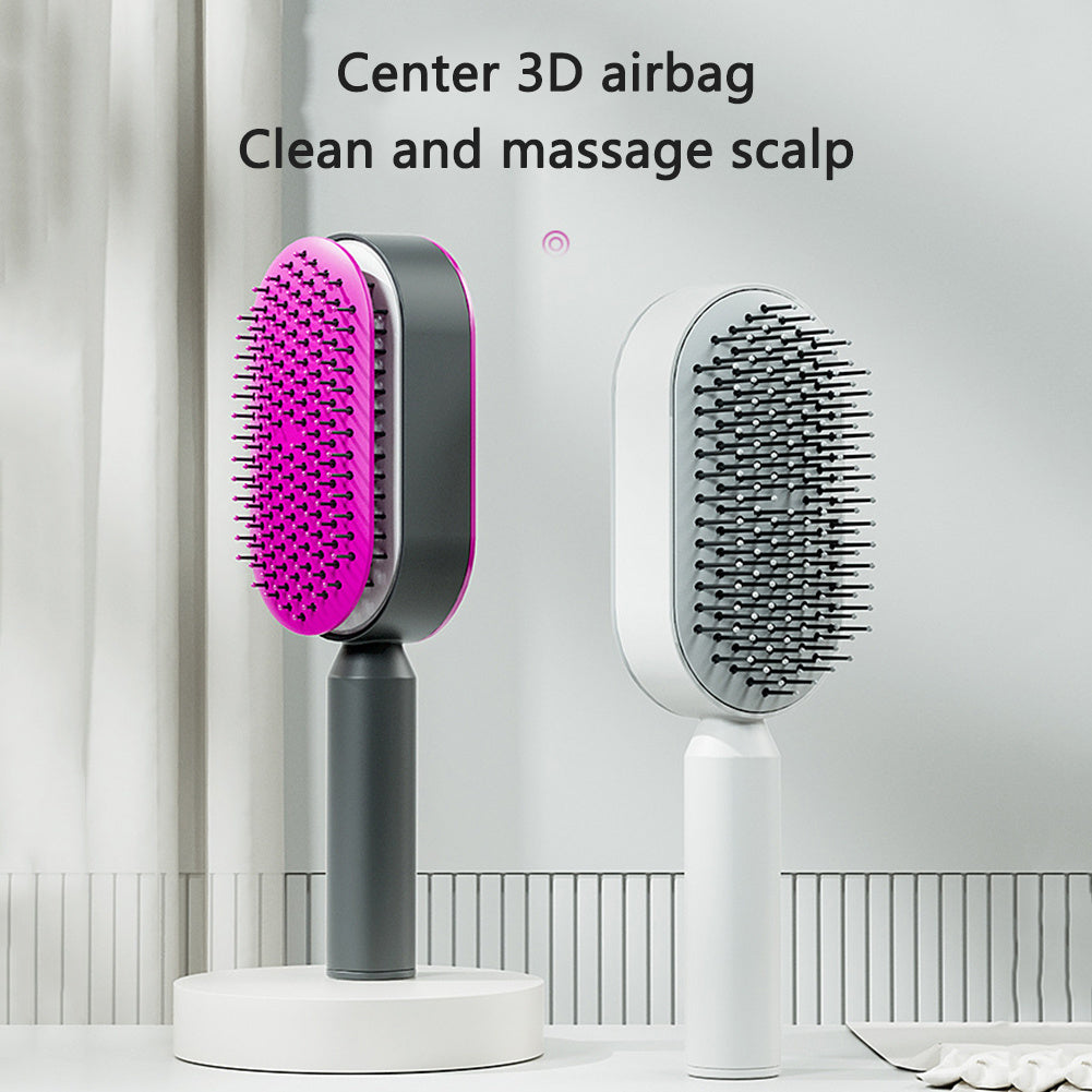Self-Cleaning Hair Brush for Women – One-Click Hair Removal Scalp Massage Comb with Anti-Static Air Cushion