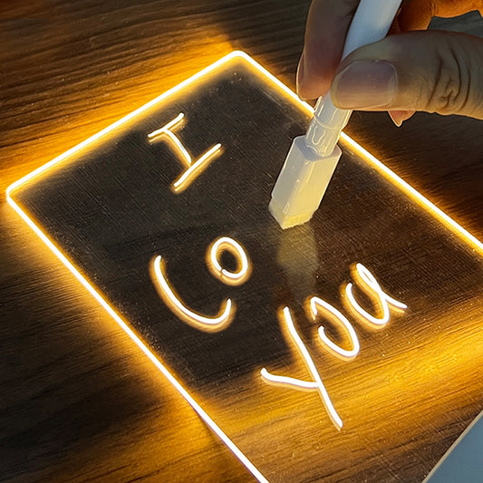 LED Message Board Night Light – USB Creative Note Lamp with Pen