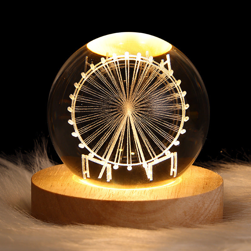 3D Galaxy Crystal Ball Night Light – LED Planet & Moon Table Lamp for Bedroom, Kids Room & Party Decor