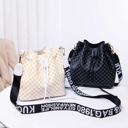 Printed PU Leather Bucket Bag – Multi-Layer Soft Shoulder & Crossbody Bag for Women