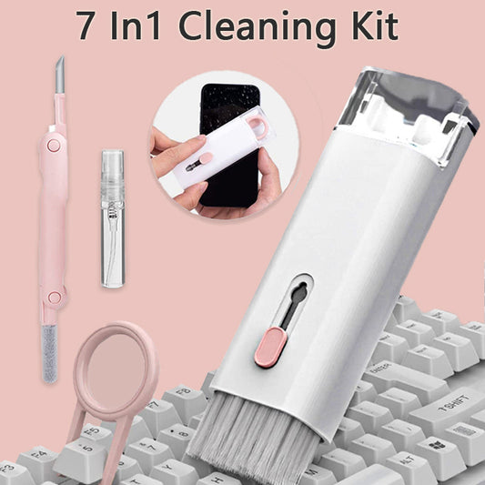 7-in-1 Multifunctional Cleaning Kit – Bluetooth Earbuds Cleaner, Keyboard Brush, Keycap Puller & Screen Cleaning Pen