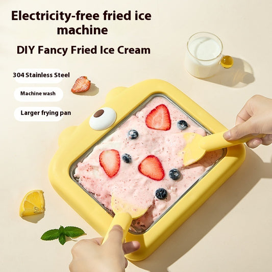 DIY Fried Ice Cream Maker – Plug-Free Frozen Yogurt & Fruit Dessert Roll Machine for Home Use