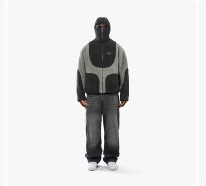 Men's Hooded Lamb Wool Zipper Coat – Casual Patchwork Fleece Sweatshirt Jacket