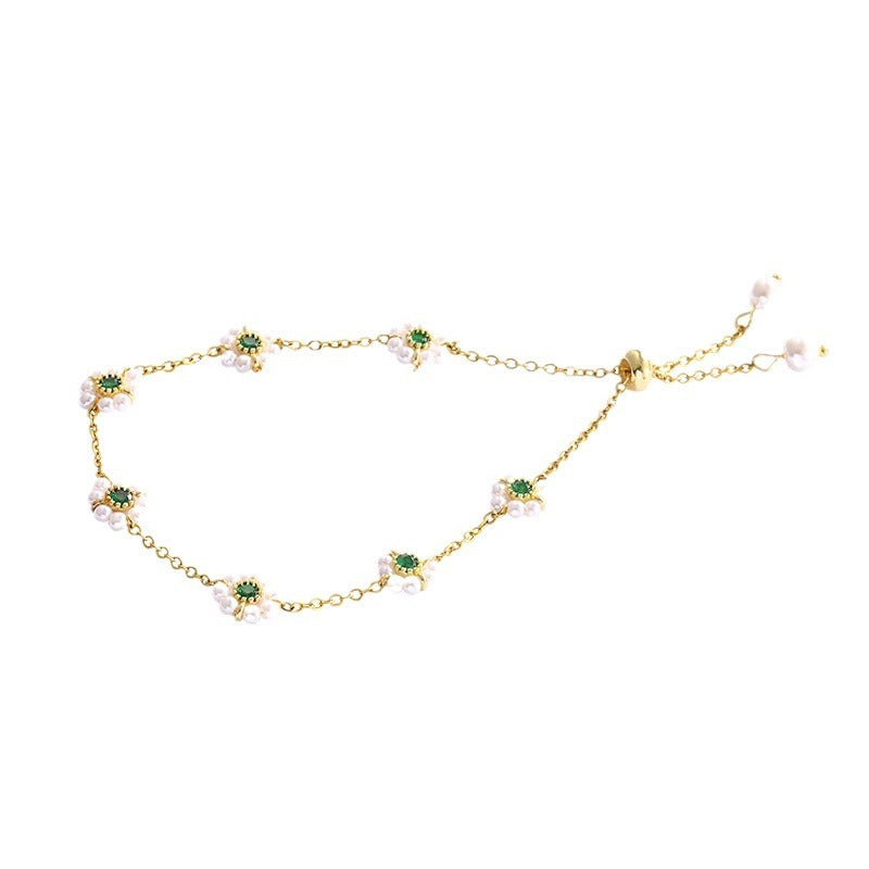 Adjustable Pearl Flower Bracelet – Elegant All-Match Fashion Chain Jewelry for Women
