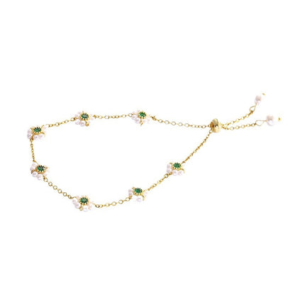 Adjustable Pearl Flower Bracelet – Elegant All-Match Fashion Chain Jewelry for Women