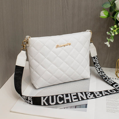 Women's Quilted Crossbody Messenger Bag – Fashion Chain Shoulder Purse with Embroidery Design