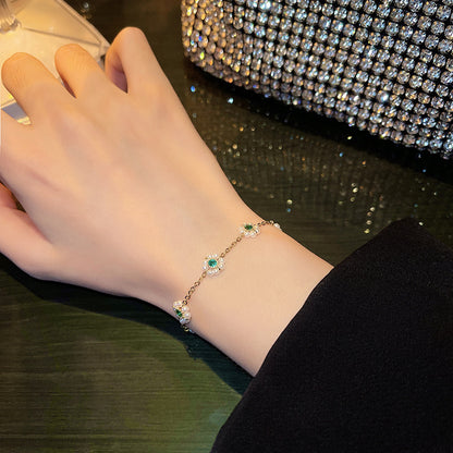 Adjustable Pearl Flower Bracelet – Elegant All-Match Fashion Chain Jewelry for Women