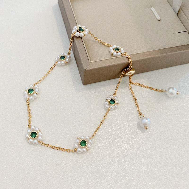 Adjustable Pearl Flower Bracelet – Elegant All-Match Fashion Chain Jewelry for Women
