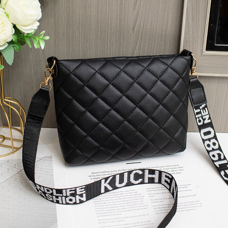 Women's Quilted Crossbody Messenger Bag – Fashion Chain Shoulder Purse with Embroidery Design