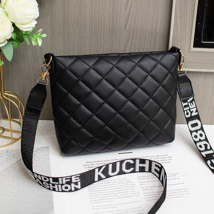 Women's Quilted Crossbody Messenger Bag – Fashion Chain Shoulder Purse with Embroidery Design