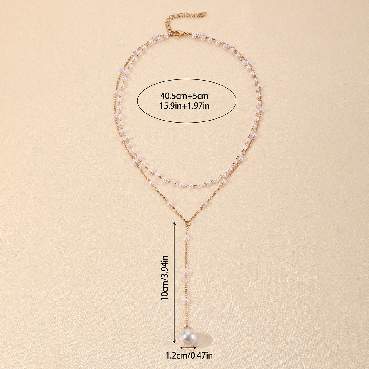 Women’s Double Layer Pearl Necklace – Twin Pearl Pendant Elegant Jewelry