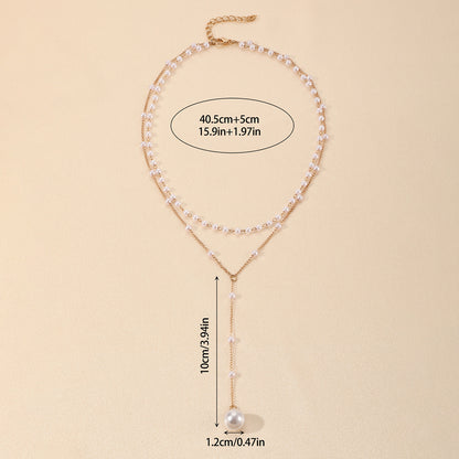 Women’s Double Layer Pearl Necklace – Twin Pearl Pendant Elegant Jewelry
