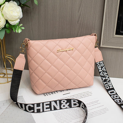 Women's Quilted Crossbody Messenger Bag – Fashion Chain Shoulder Purse with Embroidery Design