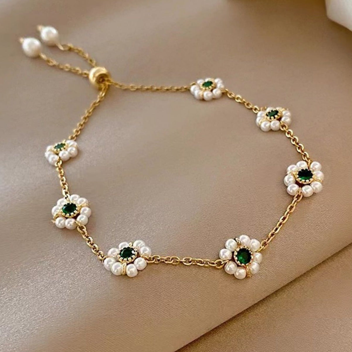 Adjustable Pearl Flower Bracelet – Elegant All-Match Fashion Chain Jewelry for Women