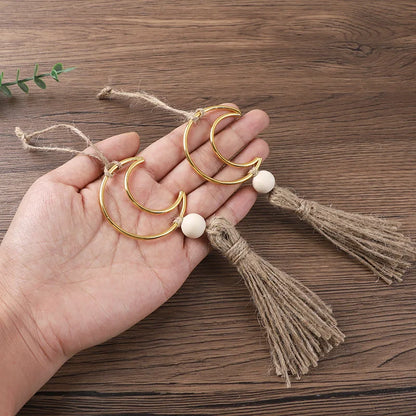 Ramadan Moon Wooden Beads Ornament - Tassel Wall Decor