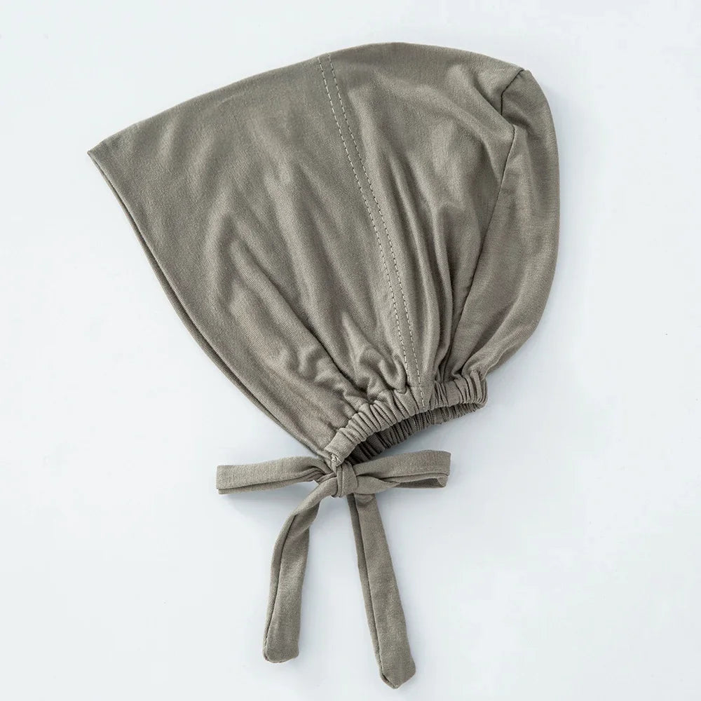 Women's Cotton Jersey Hijab Undercap - Tie Back Inner Cap with 82 Color Options