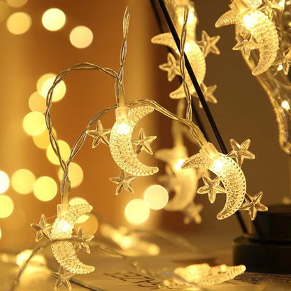 1.5m Moon & Star LED String Lights - Ramadan Eid Decoration