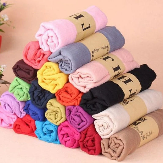 Solid Color Cotton Hijab Scarf & Shawl for Women | Lightweight Beach Wrap | 17 Colors