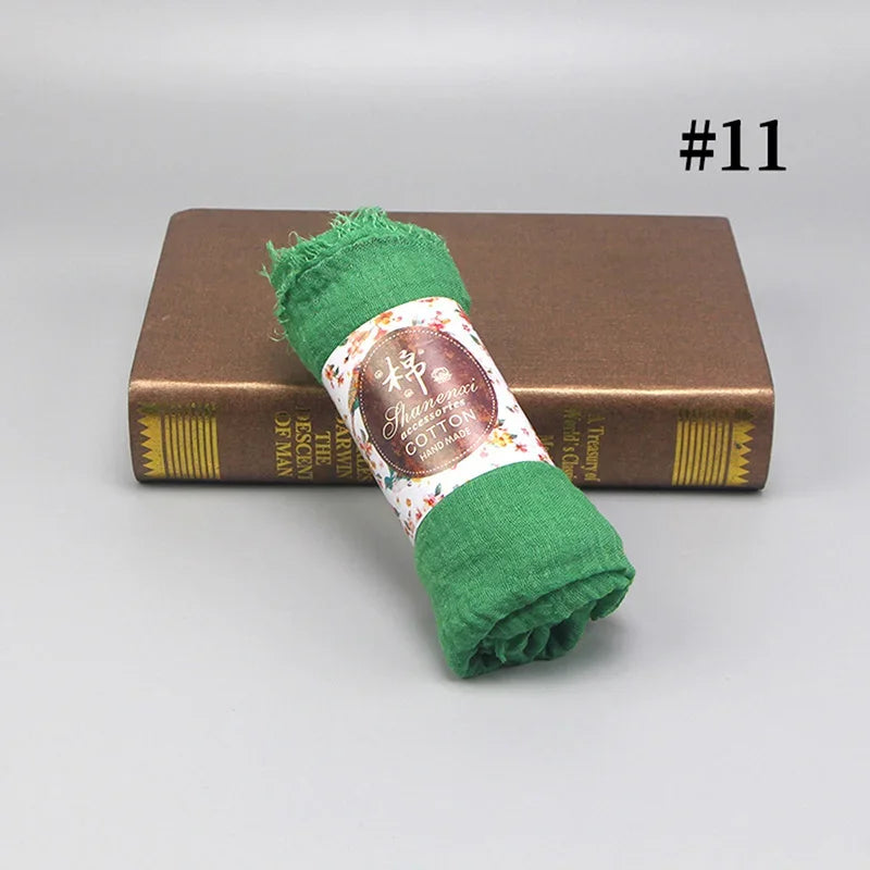 Bubble Cotton Crinkle Cloud Hijab – Solid Color Muslim Head Scarf & Shawl for Women | 40 Colors