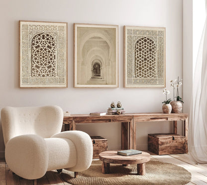 Islamic Mosque Window Canvas Art - 3-Piece Wall Print Set
