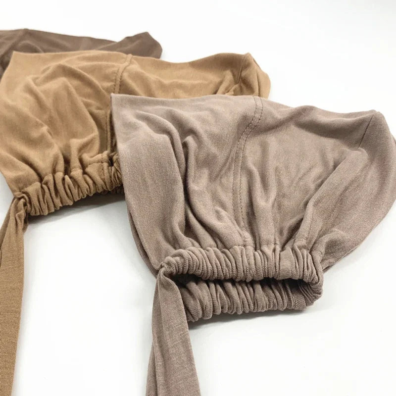 Women's Cotton Jersey Hijab Undercap - Tie Back Inner Cap with 82 Color Options