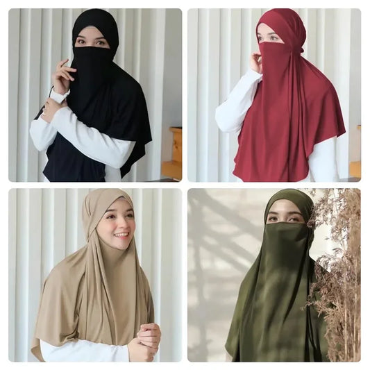 Instant Khimar Hijab & Turban for Women | Plain Two-Piece Headwrap | 9 Colors