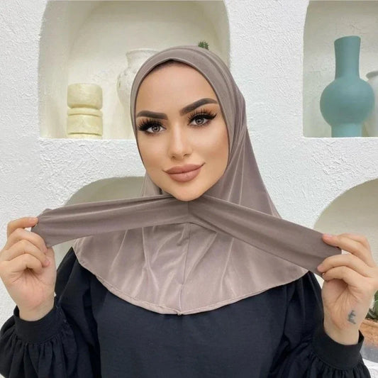Instant Jersey Hijab Undercap - Full Cover with Snap Fastener