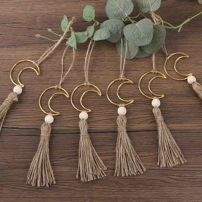 Ramadan Moon Wooden Beads Ornament - Tassel Wall Decor