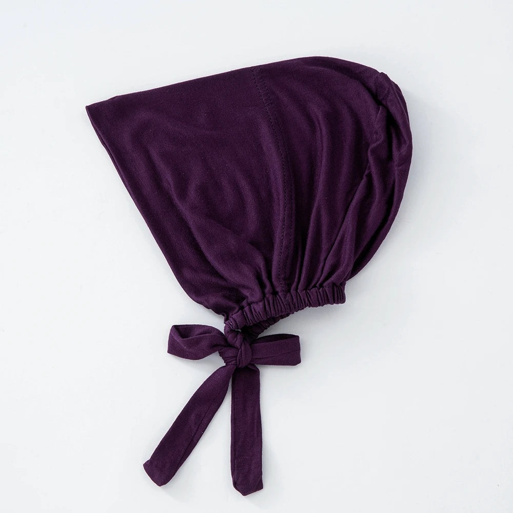 Women's Cotton Jersey Hijab Undercap - Tie Back Inner Cap with 82 Color Options