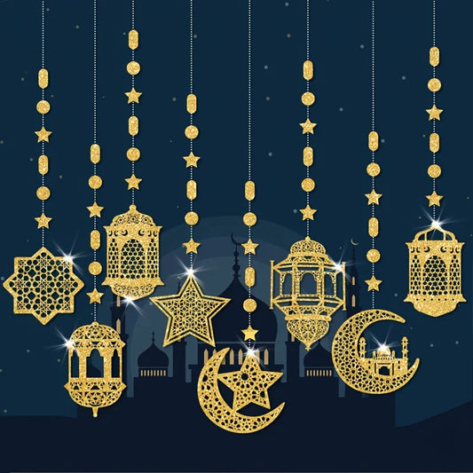 Ramadan Mubarak Garland Decoration Set - Stars, Moon & Hanging Banners