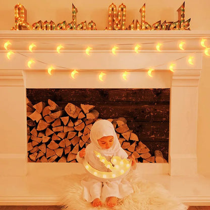 1.5m Moon & Star LED String Lights - Ramadan Eid Decoration