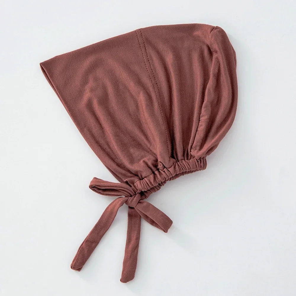Women's Cotton Jersey Hijab Undercap - Tie Back Inner Cap with 82 Color Options