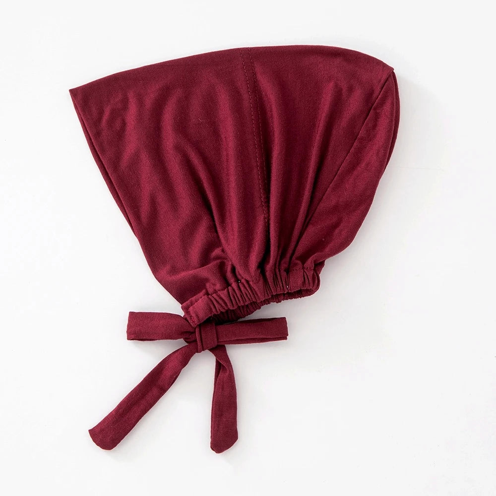Women's Cotton Jersey Hijab Undercap - Tie Back Inner Cap with 82 Color Options