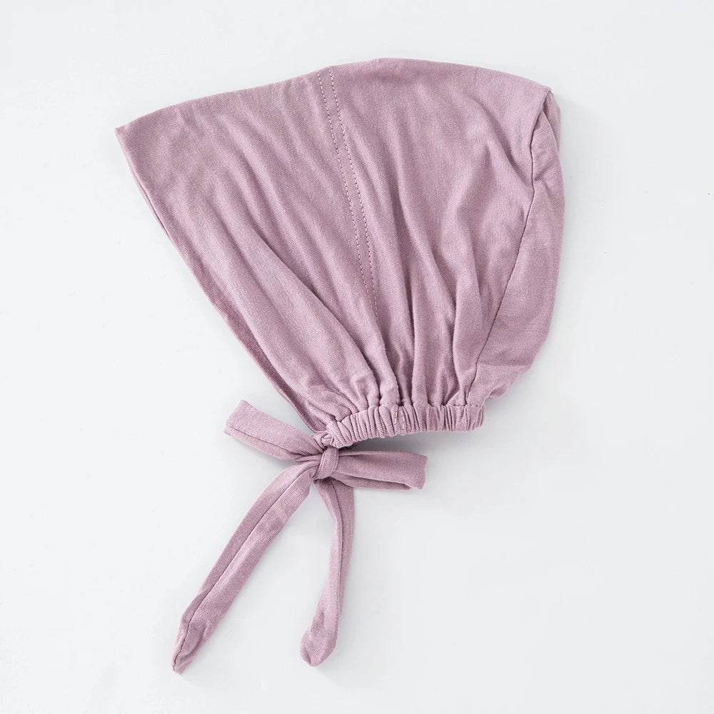 Women's Cotton Jersey Hijab Undercap - Tie Back Inner Cap with 82 Color Options