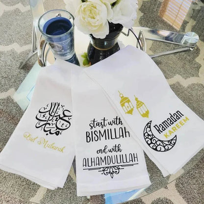 Islamic Kitchen Towel | Eid Mubarak & Ramadan Kareem Home Decor Gift | Bismillah Alhamdulillah Design