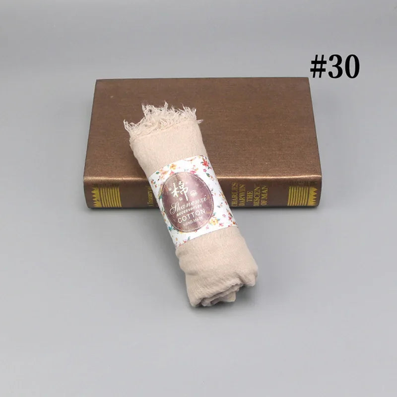 Bubble Cotton Crinkle Cloud Hijab – Solid Color Muslim Head Scarf & Shawl for Women | 40 Colors