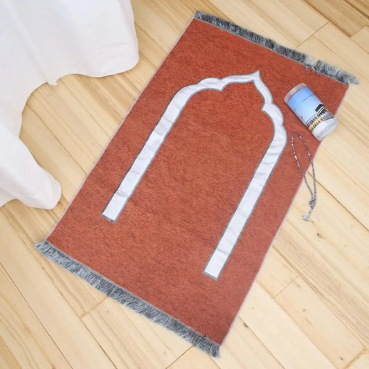 Islamic Prayer Mat & Prayer Beads Gift Set – Cylinder Gift Box | 70×110cm | 6 Colors