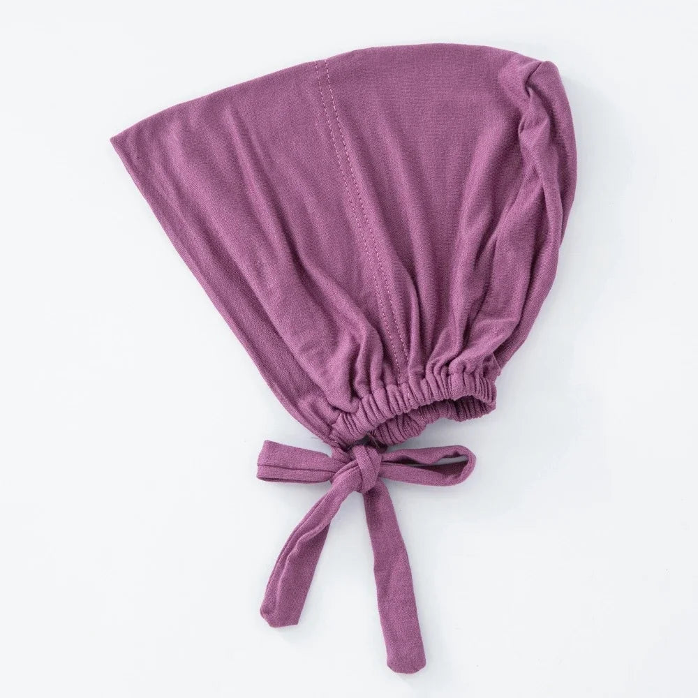 Women's Cotton Jersey Hijab Undercap - Tie Back Inner Cap with 82 Color Options