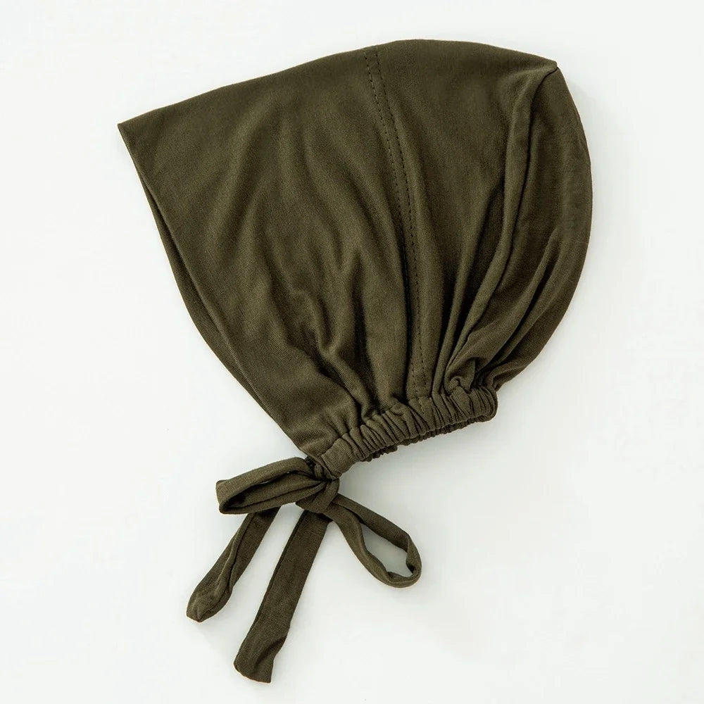 Women's Cotton Jersey Hijab Undercap - Tie Back Inner Cap with 82 Color Options
