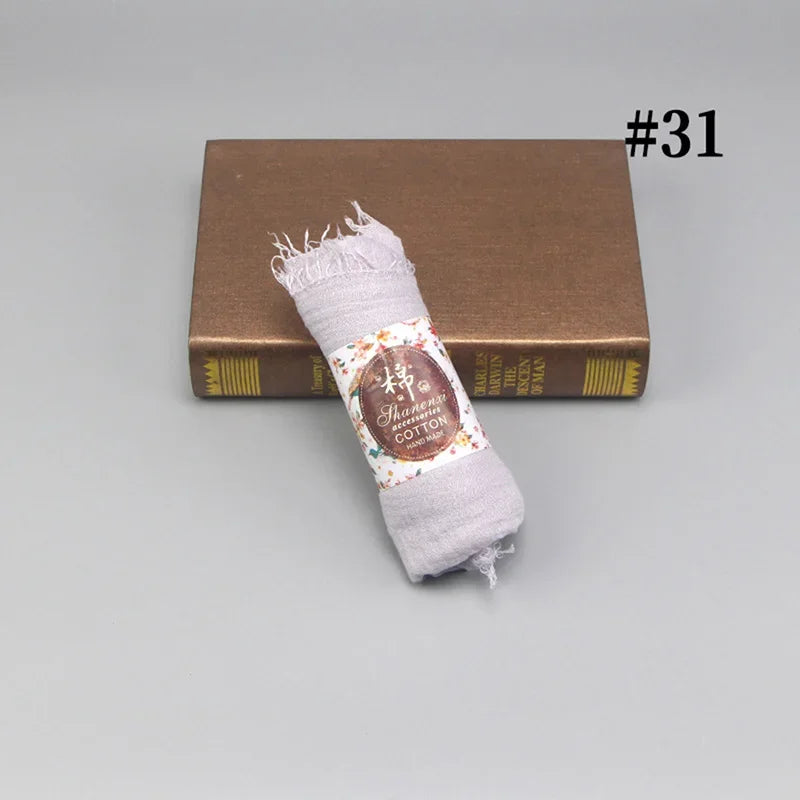 Bubble Cotton Crinkle Cloud Hijab – Solid Color Muslim Head Scarf & Shawl for Women | 40 Colors