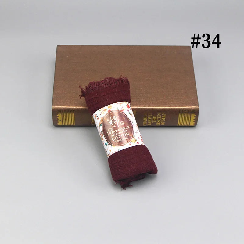 Bubble Cotton Crinkle Cloud Hijab – Solid Color Muslim Head Scarf & Shawl for Women | 40 Colors