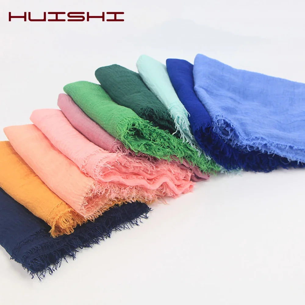 Bubble Cotton Crinkle Cloud Hijab – Solid Color Muslim Head Scarf & Shawl for Women | 40 Colors