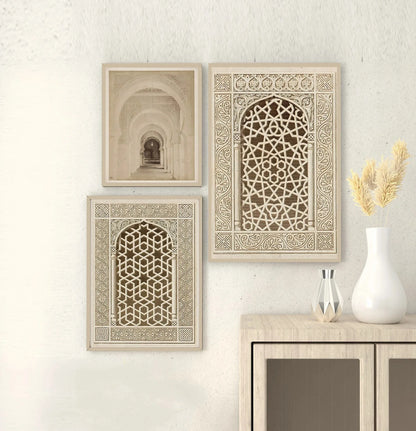 Islamic Mosque Window Canvas Art - 3-Piece Wall Print Set