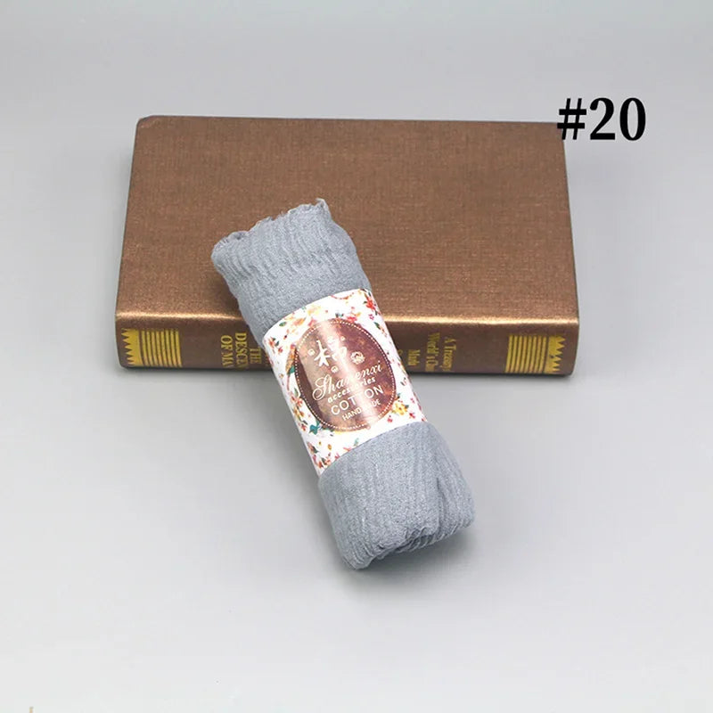 Bubble Cotton Crinkle Cloud Hijab – Solid Color Muslim Head Scarf & Shawl for Women | 40 Colors