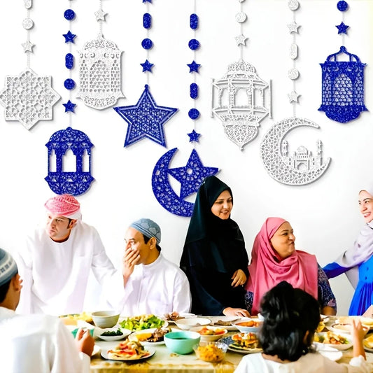 Ramadan Mubarak Garland Decoration Set - Stars, Moon & Hanging Banners