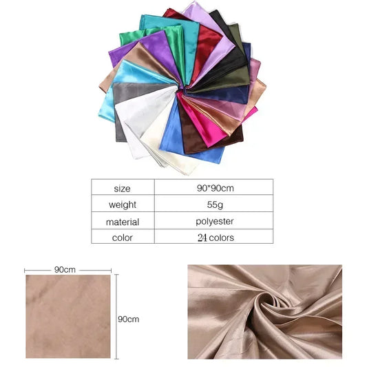Satin Silk Square Hijab Scarf for Women | 90×90cm Shiny Solid Wrap | 32 Colors