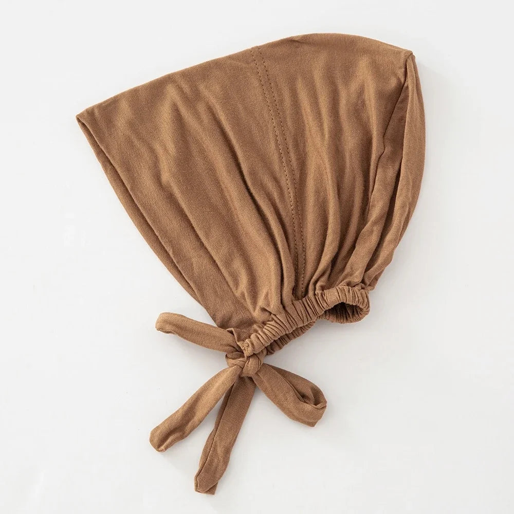 Women's Cotton Jersey Hijab Undercap - Tie Back Inner Cap with 82 Color Options